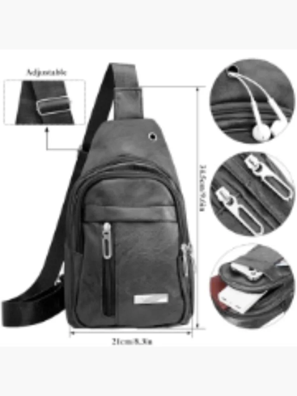 2Pcs Sling Bags Crossbody Small Leather Backpack Anti Theft Casual Chest Bag